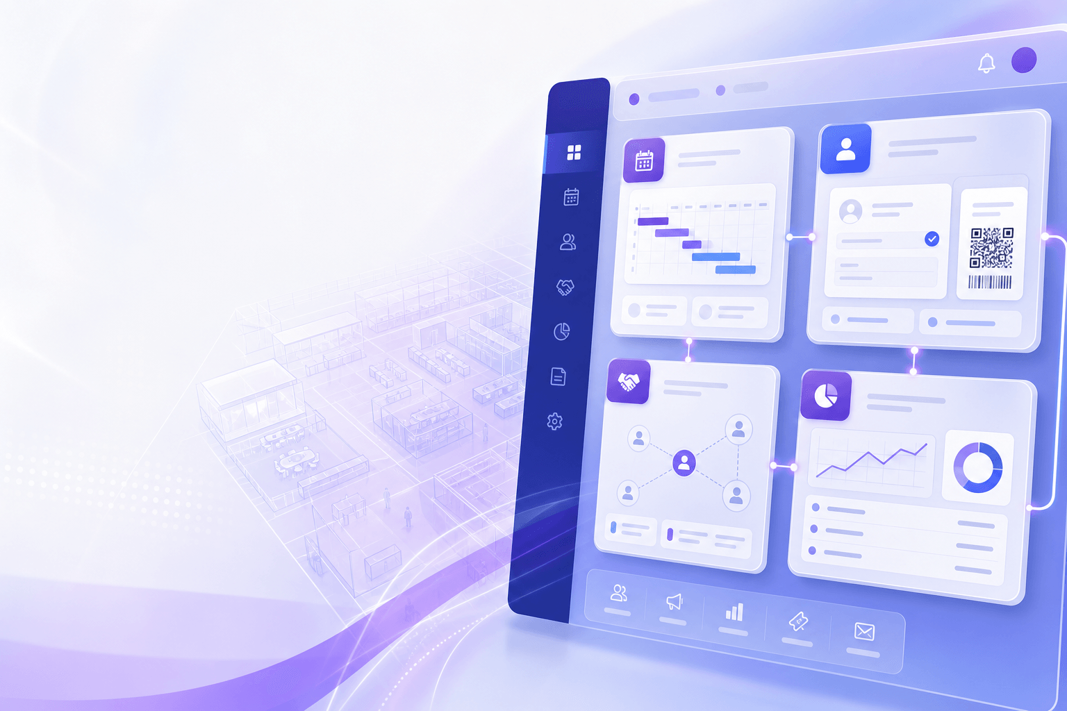 QEMENT platform modülleri — etkinlik, harita, katılımcı, ziyaretçi ve B2B operasyon panelleri